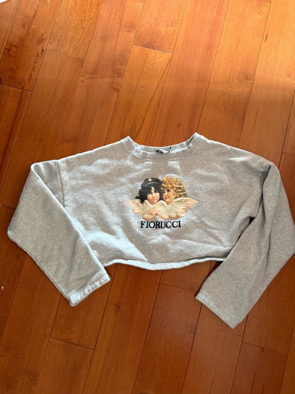 Fiorucci Light Gray Angel Crop Sweatshirt